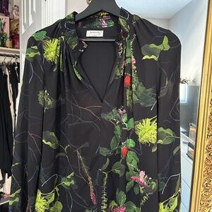 Aritzia Black Floral Blouse